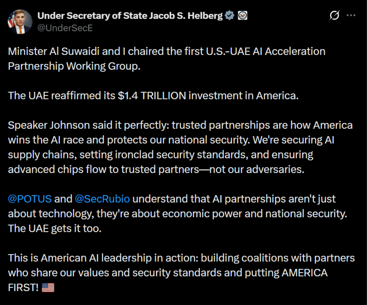 US, UAE Strengthen AI Partnetship Even With Regional Tentions