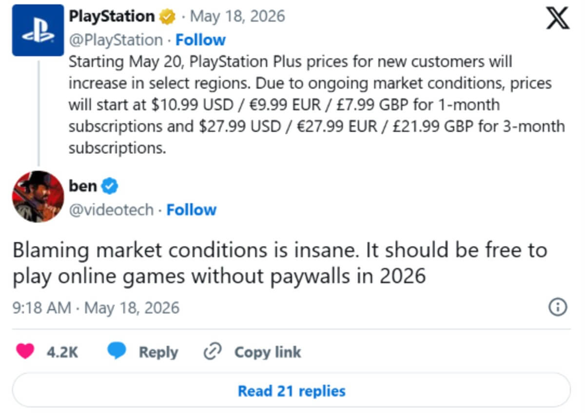 Sony Announced the Price Increase for PlayStation Plus 'Due to Ongoing Market Conditions'