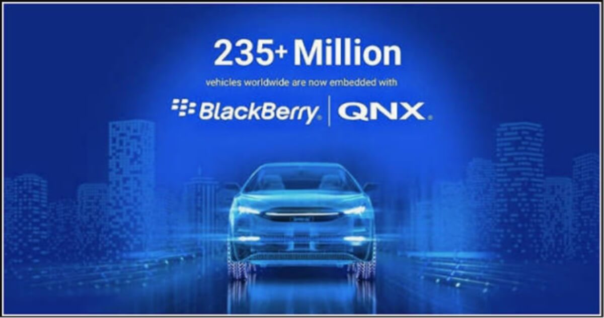 Blackberry QNX Software Embedded in 275M Vehicles